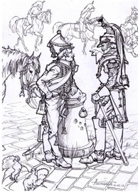 Обучение новобранцев в кирасирском депо. Гамбург. 1810-й г.