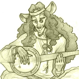 Крыс-хиппи играющий на банджо