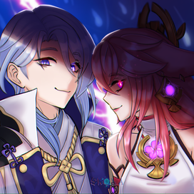 Аято и Яэ Мико