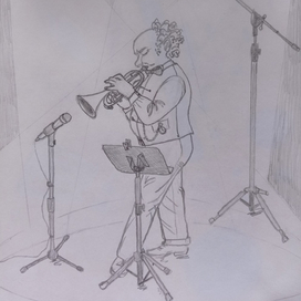 Эскиз "Музыкант на концерте"