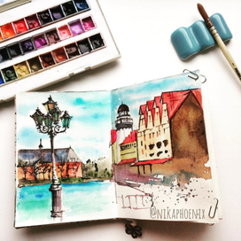 Калининградские скетчи акварелью