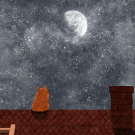 Рыжий кот на крыше