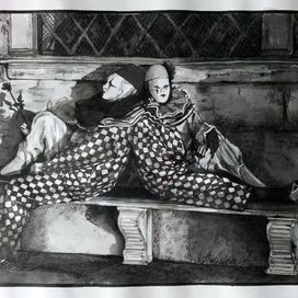 Графическая зарисовка "Венеция. Арлекины"