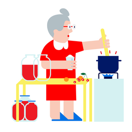 Бабушка варит варенье.