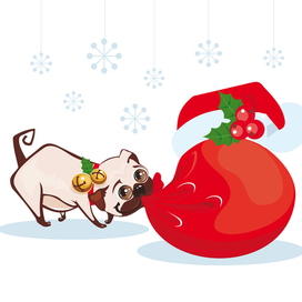 Собачка с мешком Санты