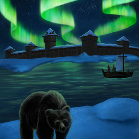 Иллюстрация обложка для книги "За морем студëным" Дмитрия Китаева