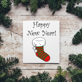 Новогодняя открытка "Новогодний носок"