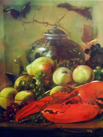 "Фрукты и омар на столе"