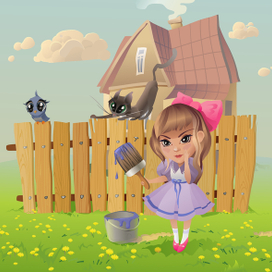 Девочка возле домика