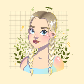 Cute Blonde Girl Portrait Plant / Красивая девушка