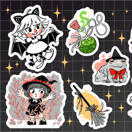 Стикеры с вдьмочкой