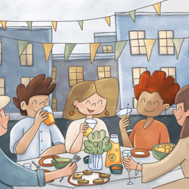 Иллюстрация "Летняя вечеринка на крыше"