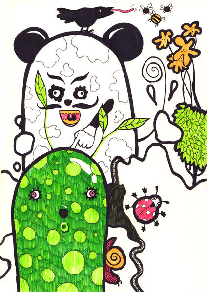 Лесная братва: енот, грибная спора, улитка, божекоровка, мухи & пчела.