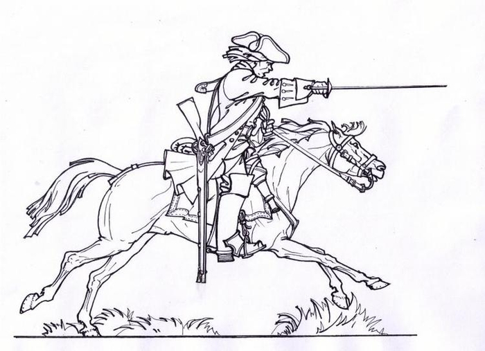 Бумажные солдатики. Драгун с палашом в положении "Коли"