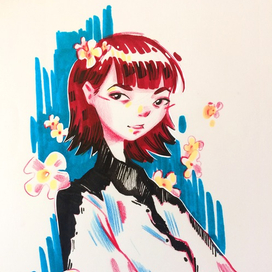 Портрет с цветами