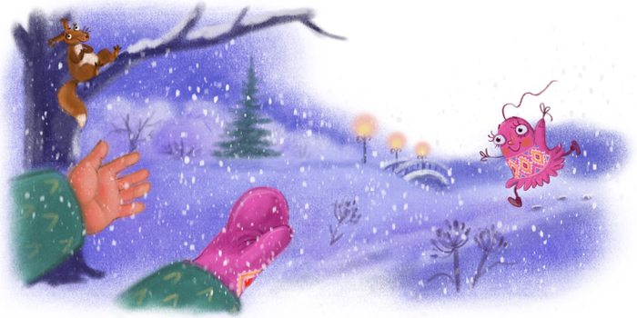 Иллюстрация к стихотворению Л. Желтиковой «Варежка»