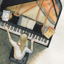 Книга о театре. Девочка за роялем.