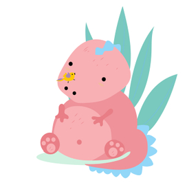 Милый розовый динозавр