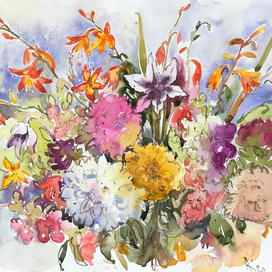 Букет с японским гладиолусом 