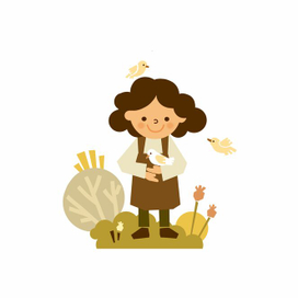 Иллюстрация девочка с птицами