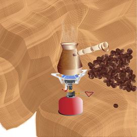 приготовление утреннего кофе на горелке