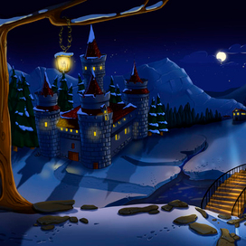 Зимний ночной фон