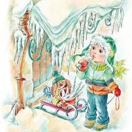 Сосульки. Иллюстрация к стихотворению М.Яснова