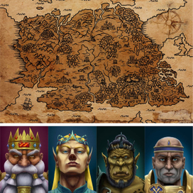 Карта мира иконки персонажей для мобильной игры