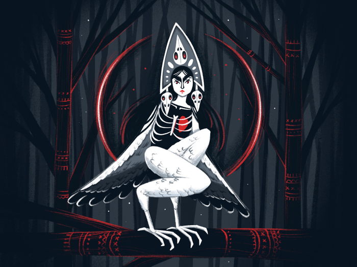 Птица и древние деревья