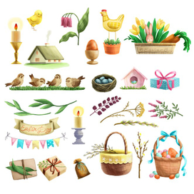 Набор пасхальных иллюстраций