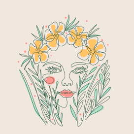 Векторная иллюстрация девушки в стиле одной линии (monoline).