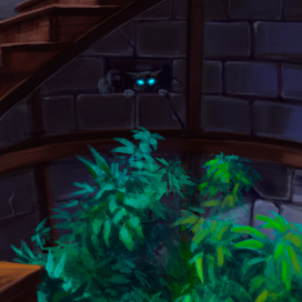 Кот прячется