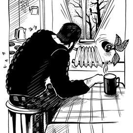 "...Кромсаешь кухню сгорбленной фигурой..."