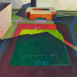 лист из серии "Городские площадки"., бум, темпера., 2015г.