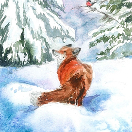 Лисичка. Серия открыток "Зимняя сказка"