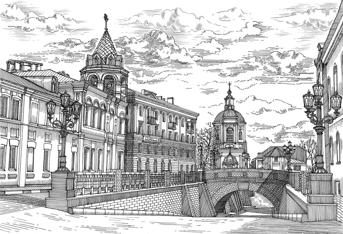 Воронеж. Рисунок под гравюру