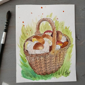 Корзинка с грибами