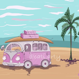 розовый автобус