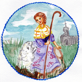 Пасторальная пастушка с барашком