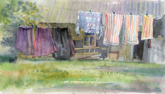 Деревенские будни. Этюд