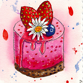 Пирожное с клубникой