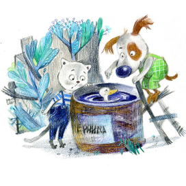 Песик Чернильныйнос и его друг кот Павлик! Не спрашивайте, что там они делают))