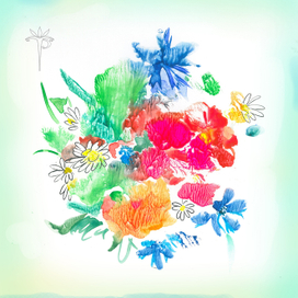 Полевые маки. монотипия.