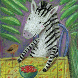 Зебра и ягоды