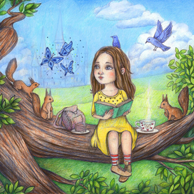 Девочка и белки