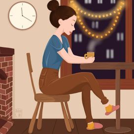 Девушка с кружкой чая