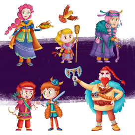 Дизайн персонажей для детской книги про викингов - концепт
