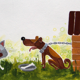 Мурчик учит Тузика не кусать почтальонок