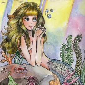 Русалочка. Иллюстрация. Мечты о другом мире.