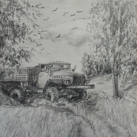 Пейзаж с грузовиком